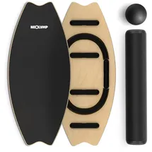 NEOLYMP Balance Board Holz Gleichgewichtstrainer Größe 80 x 35 cm in Braun Holz