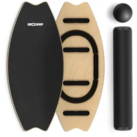 NEOLYMP Balance Board Holz Gleichgewichtstrainer Größe 80 x 35 cm in Braun Holz