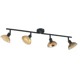 Lindby Deckenstrahler Erin, schwarz/gold, 4-flg., Glas