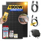 Balkonkraftwerk 900W/800W Solaranlage mit Dach Halterung (Paarmontage) Halterung Steckerfertig WIFI Komplettset Photovoltaik Anlage 800W, Kabellänge: 10m