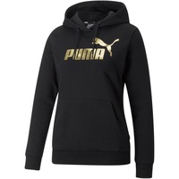Puma Damen Pullover, ESS+ Metallic Logo Hoodie, Schwarz, L