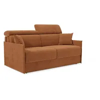 Miryam Schlafsofa Mit Matratze Mit Verstellbaren Kopfstützen Aus Weichem, Fleckenabweisendem Stoff T31 149 Cm Rostrot