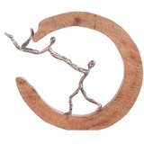 GILDE Dekofigur Skulptur Parents Love, silber/natur (1 St.), Dekoobjekt, Höhe 32 cm, handgefertigt, aus Metall und Holz, Wohnzimmer