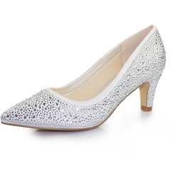White Lady 925 zirkonia Satin-Strass – Brautschuhe Pumps weiß 37