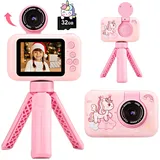 Kinderkamera für Mädchen mit Stativ, 1080P Videokamera für Kinder