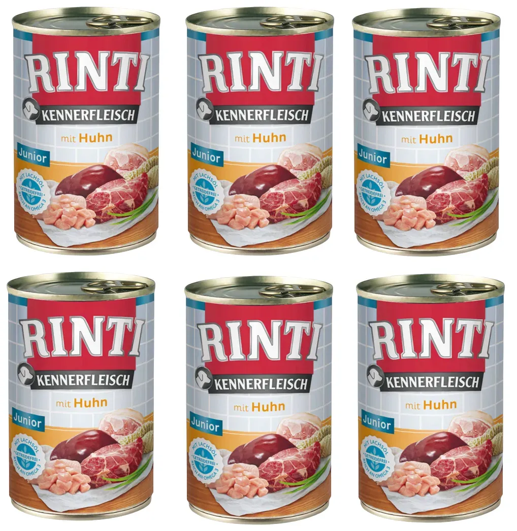 Rinti Kennerfleisch Junior Huhn Nassfutter für Hunde - Huhn 6x400g (Rabatt für Stammkunden 3%)