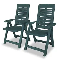 vidaXL Verstellbare Gartenstühle 60 x 61 x 108 cm grün 2 St. 43896