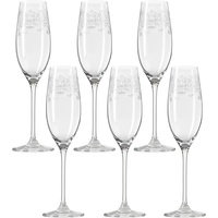 Leonardo Chateau Sekt-Gläser 6er Set, spülmaschinenfeste Prosecco-Gläser, Sekt-Kelch mit gezogenem Stiel, Sekt-Glas mit Gravur, 200 ml, 035302