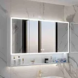 MYXJX Badezimmerspiegel Badezimmer-Waschtisch-Spiegelschrank, großer Bauernhaus-Medizinschrank, verspiegelte Badezimmer-Wandschränke, Medizinschrank-Spiegel(White,100CM)