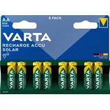 Varta Batterien AA, wiederaufladbar, 8 Stück, Recharge Accu Solar, Akku, 800 mAh Ni-MH, sofort einsatzbereit, für Solar-Gartenleuchten entwickelt