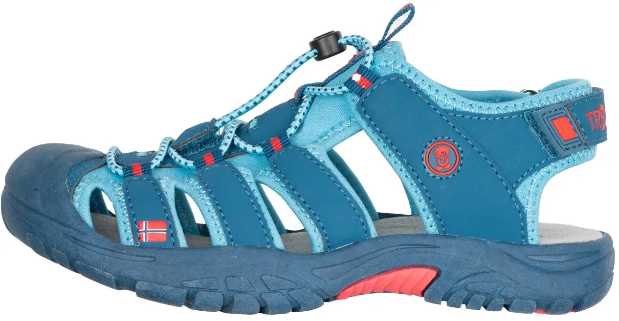 Trollkids Kinder Kvalvika Trekkingsandale - 37 - dolphin blue/spicy red