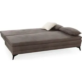 luma-home schönes für dein zuhause Dauer-Schlafsofa 202 cm, Couch mit Topper Bettkasten Wellenunterfederung in Braun / 15158