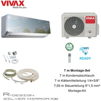 VIVAX R Design SILVER MIRROR 12000 BTU + 7 m Montageset 3,8 KW Klimaanlage A+++