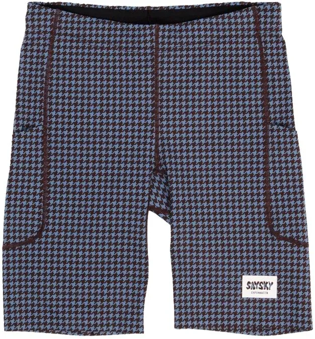 Saysky Herren Houndstooth Combat Short Tights 9'' blau