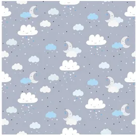 Profhome Grafik Tapete Kindertapete 0,53 m x 10 m 5,33 m2 Blau/Grau/Weiß 381252-GU