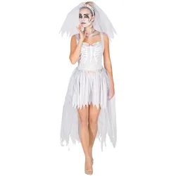 tectake® Frauenkostüm Brautkleid Skelett