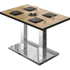 GGM Möbel Bistrotisch 110 x 60 x 75 cm Eiche/Edelstahl Schwarz