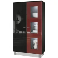 Vladon Vitrine, Bordeaux, 71x129x35 cm, Wohnzimmer, Wohnwände, Vitrinenschränke