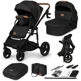 lionelo Kinderwagen 2-in-1 Mari Tour bis 22 kg, Räder: Off-Road Typ, 3D-Panoramalüftung, Steuertasten mit Memory-Funktion, Babytragefunktion - Schwarz
