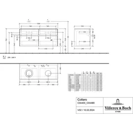 Villeroy & Boch Collaro Waschtischunterschrank C044B0AB 120x54,8x50cm, für 2 Waschtische, LED-Beleuchtung 8,8W, black oak