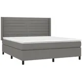 vidaXL Boxspringbett mit Matratze Dunkelgrau 160x200 cm Stoff