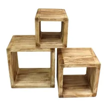 levandeo Standregal 3er Set 44 x 35 x 35 cm Natur