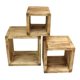 levandeo Standregal 3er Set 44 x 35 x 35 cm Natur