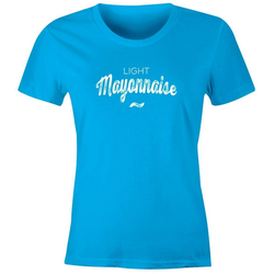 MoonWorks Print-Shirt Damen T-Shirt Light Mayonnaise Fasching Karneval Kostüm-Shirt Fun-Shirt Moonworks® mit Print blau M