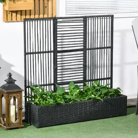 Outsunny Polyrattan Hochbeet mit Rankgitter 103 x 29 x 103 cm Schwarz