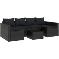 vidaXL 2-tlg. Garten-Lounge-Set mit Kissen Schwarz Poly Rattan