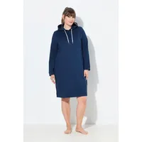 Ulla Popken Damen große Größen Übergrößen Plus Size Loungwear-Kleid, Kapuze, weich angeraut, Rippbündchen Nachtblau 46+ 842795139-46+ - 46-48