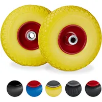 Relaxdays 8 x Sackkarrenrad, Stahlfelge, gelb-rot