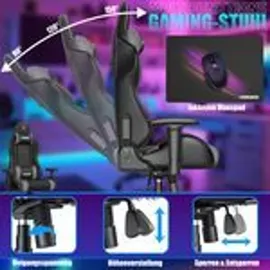 Kesser KESSER® Gaming Stuhl Ergonomisch Bürostuhl mit Kopfstütze & Lendenkissen Racing Gamer Stuhl 150kg belastbar Armlehne 360° Drehbarer Schreibtischstuhl Gaming Chair + Gummi-Rollen