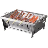 TINMIX Holzkohlegrill Picknickgrill Edelstahl Portable Faltbare Grillwagen BBQ klappgrill camping grill,für Gartenpartys im Freien Outdoor Tischgrills Holzkohle Tragbar