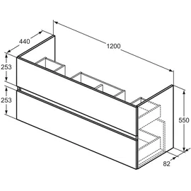 Ideal Standard Eurovit+ 2 Auszüge 120 x 44 x 55 cm Grau
