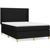 vidaXL Boxspringbett mit Matratze Schwarz 140x200 cm Stoff1378212