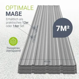Juskys Profilblech 14er Set 110x45 cm 0,23 mm verzinkter Stahl grau