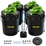 Vevor Hydroponisches Anbausystem Deep Water Culture 4 Eimer 20 L 60 x 60 x 180 cm Schwarz