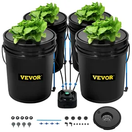 Vevor Hydroponisches Anbausystem Deep Water Culture 4 Eimer 20 L 60 x 60 x 180 cm Schwarz