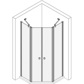 Koralle TwiggyPlus Fünfeckdusche mit Pendeltür 100 x 185 cm bronze/transparent VZ34810018AA1