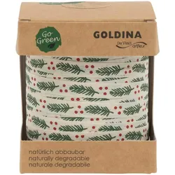 Geschenkband/Ringelband biologisch abbaubar 100 Meter "Glimmer Dots" - grüne Zweige