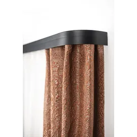 GARESA Schienensystem GARESA "Kunststoffschiene mit Blende", schwarz, L:570cm, Kunststoff, Gardinenstangen, Schienensystem, seitlich mit 2 Rundbögen (kein Spalt zwischen Vorhang und Wand)