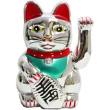 HAAC Winkekatze Glückskatze Glücksbringer Farbe Silber 13 cm