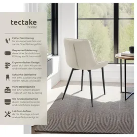 Tectake tectake® Set Stuhl Monroe Samtoptik, schwarze Stahlbeine, 48 x 59 x 82,5 cm