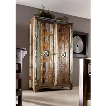 MASSIVMOEBEL24.DE Kleiderschrank Altholz 118 x 198 x 60 cm Mehrfarbig