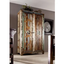 MASSIVMOEBEL24.DE Kleiderschrank Altholz 118 x 198 x 60 cm Mehrfarbig