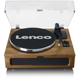 Lenco Plattenspieler - Bluetooth Plattenspieler - integrierte Lautsprecher 40 Watt RMS - Riemenantrieb - Vorverstärker - RCA Out und AUX-In - Holz LS-410WA Braun