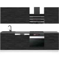 Küchenzeile Küchenblock Madison - Küchenmöbel 240 cm Einbauküche Vollausstattung ohne Elektrogeräten mit Hängeschränke und Unterschränke, ohne