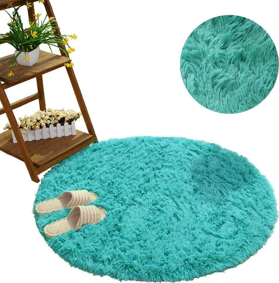 Strado, Teppich, Round carpet Shaggy Strado 80x80 TurquoiseSea (Turquoise) universal (Ø 80 cm)