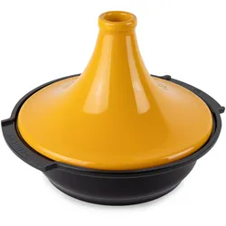 PEUGEOT Tagine Tajine ATLAS 30 cm Gusseisen mit Keramikdeckel safrangelb